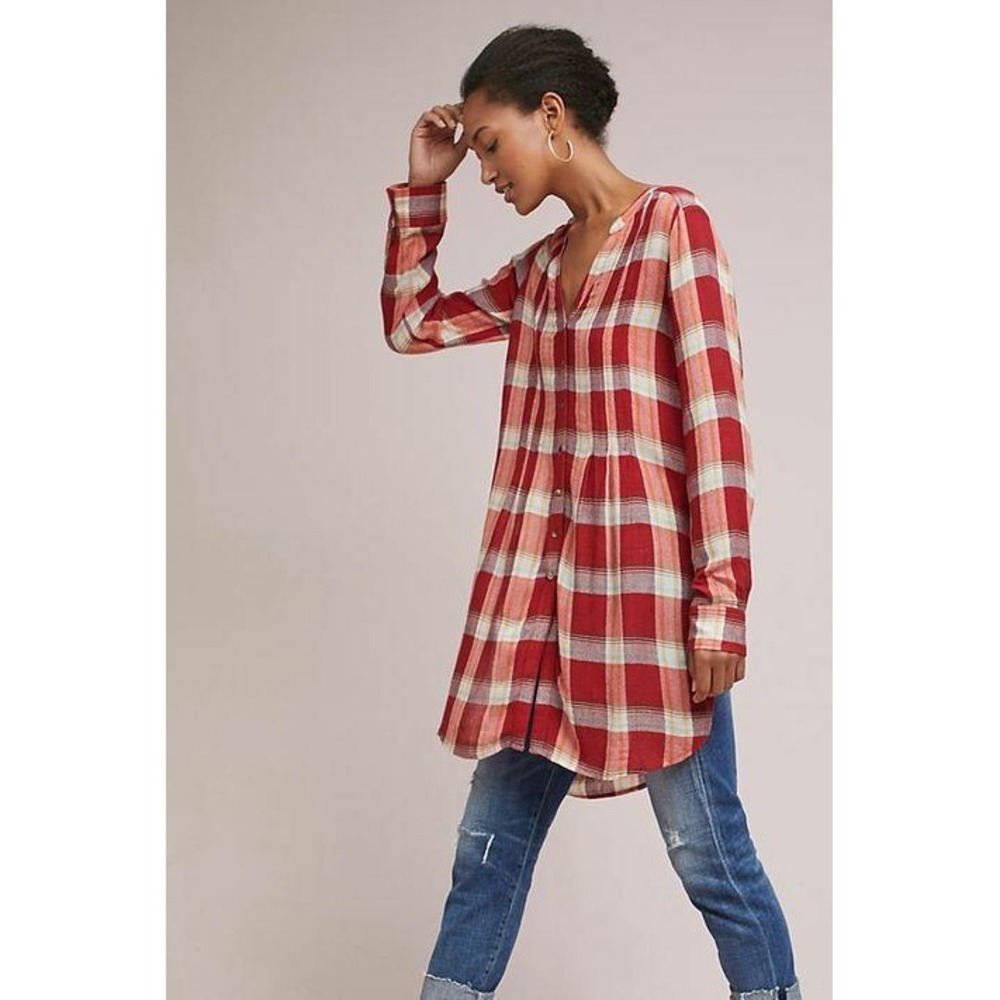 Akemi + Kin flannel mini anthropologie plaid fall autumn trend dress  M EUC